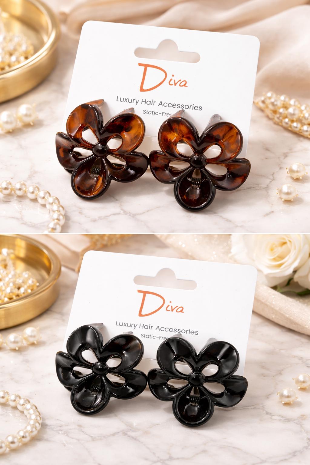 Flower Claw Clips 2-Pack | Tortoiseshell Hair Accessories