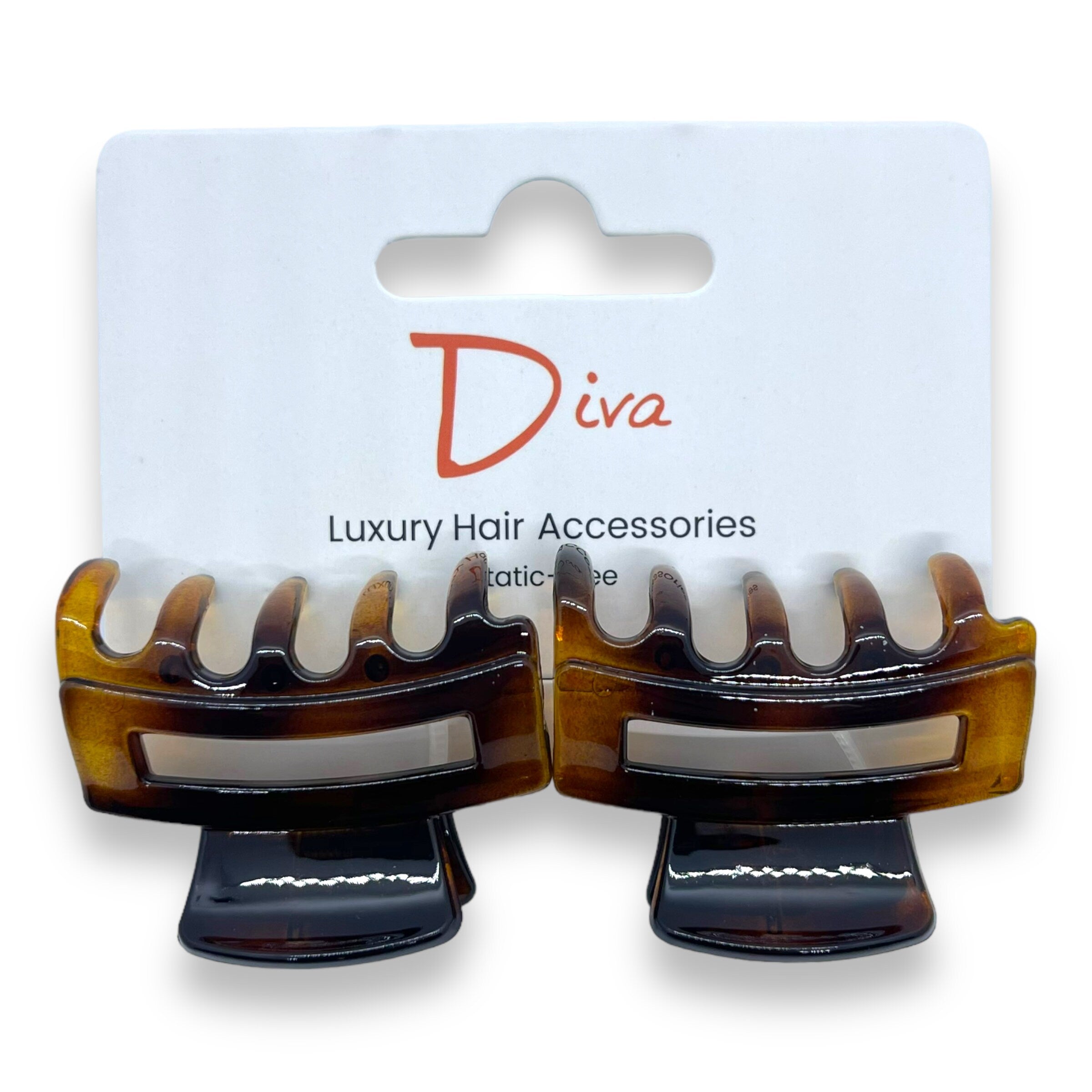 Korean Acrylic Hair Claw Clips | Diva UK, 2-Pack, Tortoiseshell, 4cm