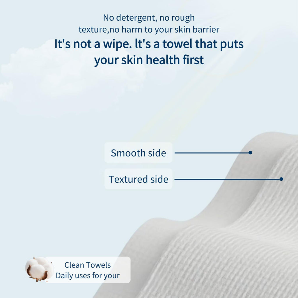 Biobased Face Towels XL: Ultra Soft Disposable Makeup Remover Wipes, 50 Count