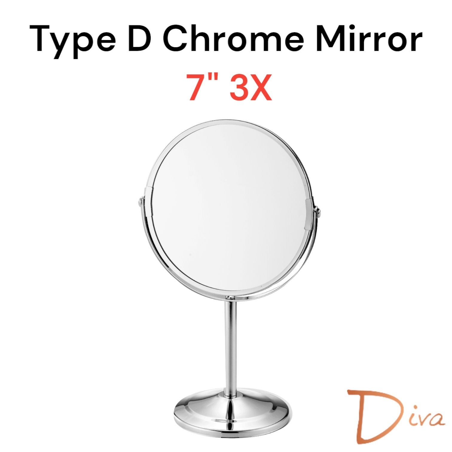 Chrome Double-Sided Magnifying Makeup Mirror | Freestanding Vanity