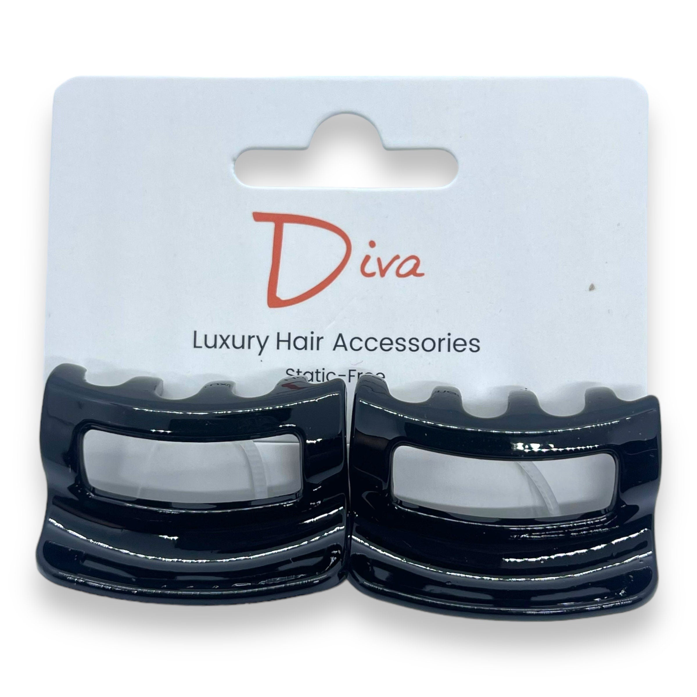 Diva Korean Claw Clips 2-Pack | Acrylic Open Rectangle Hair Clip, 4cm