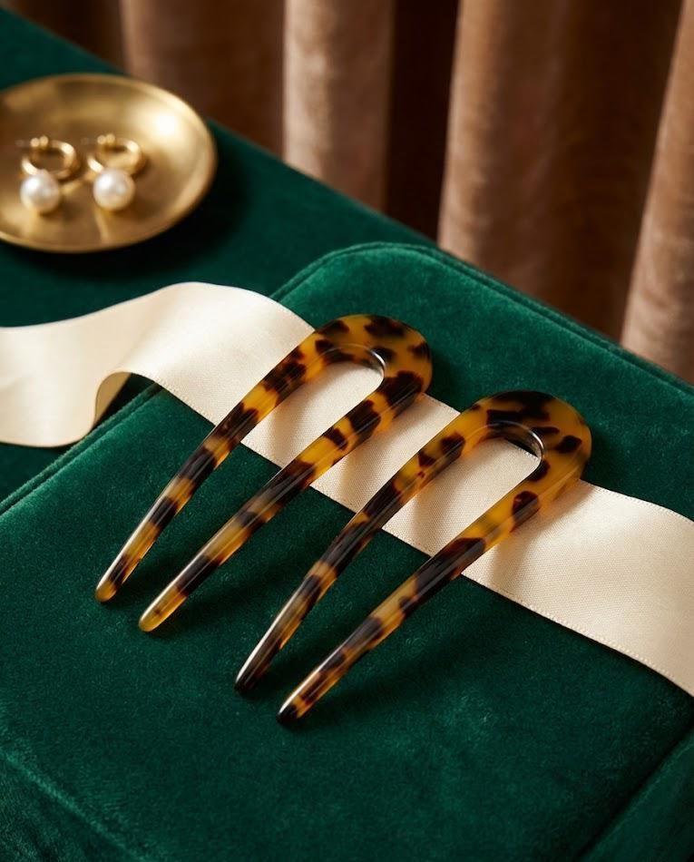 French U-Shaped Hair Pin: Cellulose Acetate Elegant Hair Stick