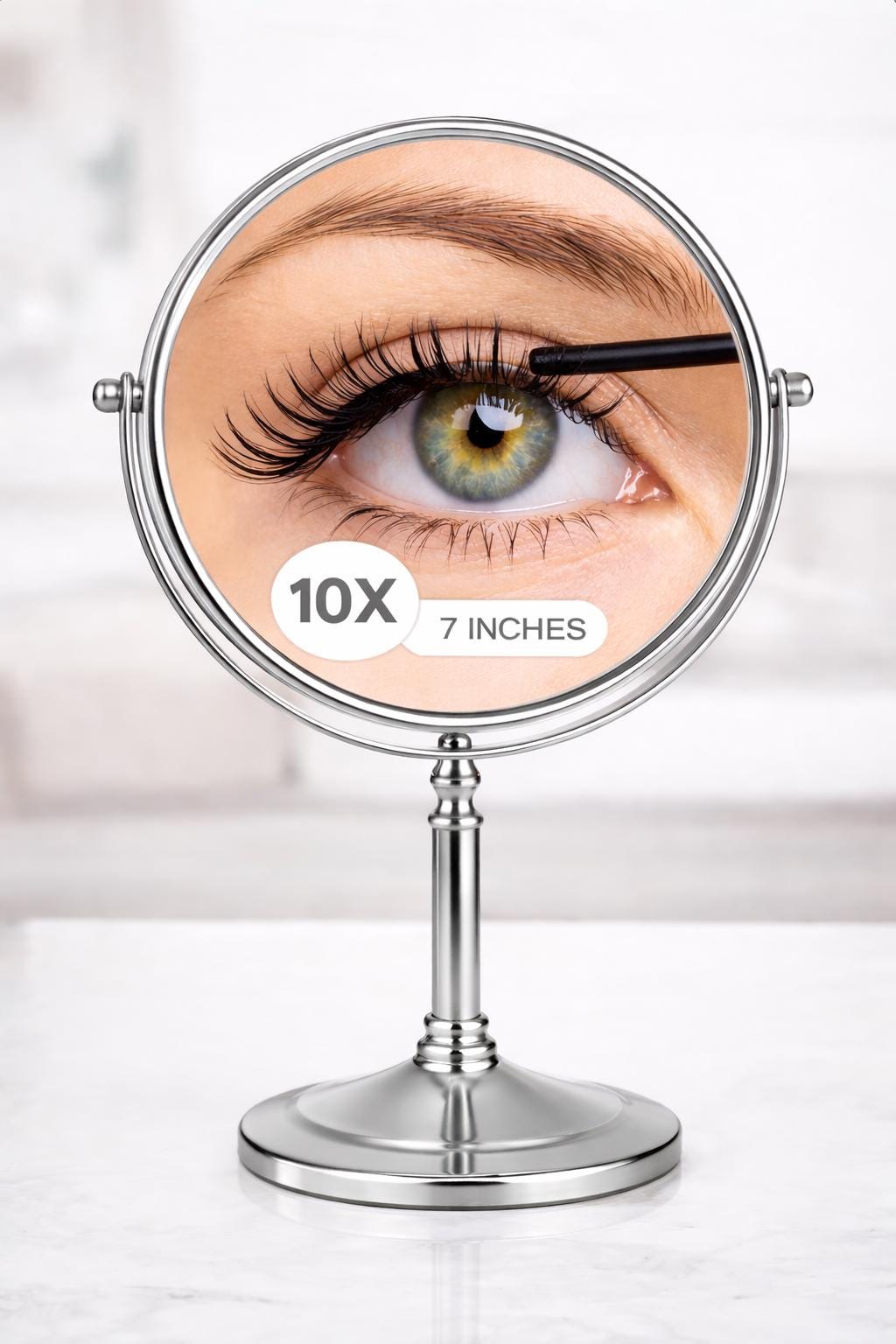 Diva 1x/3x/5x/10x Magnifying Mirror (B) | Double-Sided | Premium Metal | Minimalist | Tabletop Mirror | Freestanding Makeup | Chrome Plated