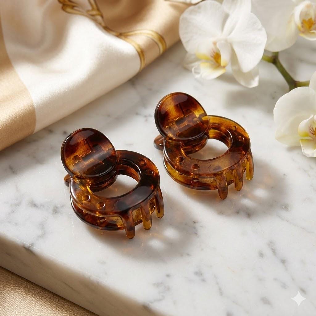 Diva 2-Pack Acrylic Claw Clips: Korean Luxury Hair Accessories (3cm)