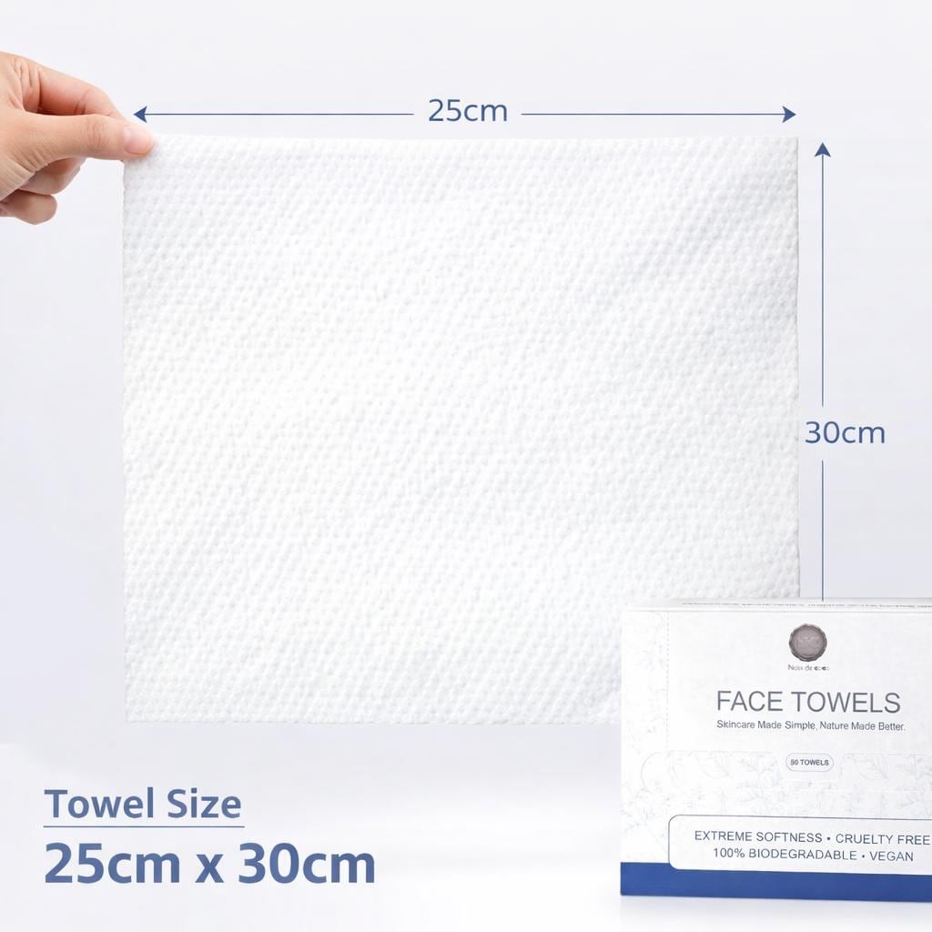 Biobased Face Towels XL: Ultra Soft Disposable Makeup Remover Wipes, 50 Count
