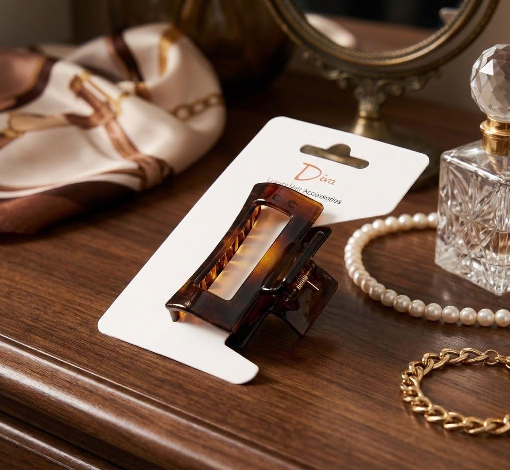 Minimalist Hair Claw Clip, Tortoise Shell, South Korean Design