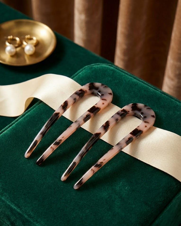 French U-Shaped Hair Pin: Cellulose Acetate Elegant Hair Stick