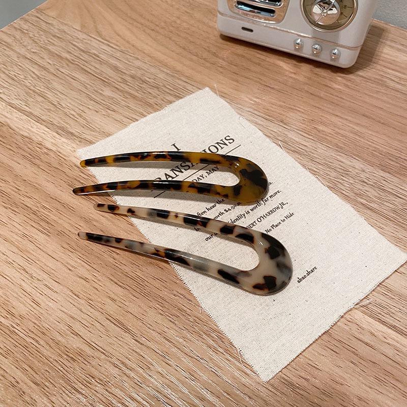 French U-Shaped Hair Pin: Cellulose Acetate Elegant Hair Stick