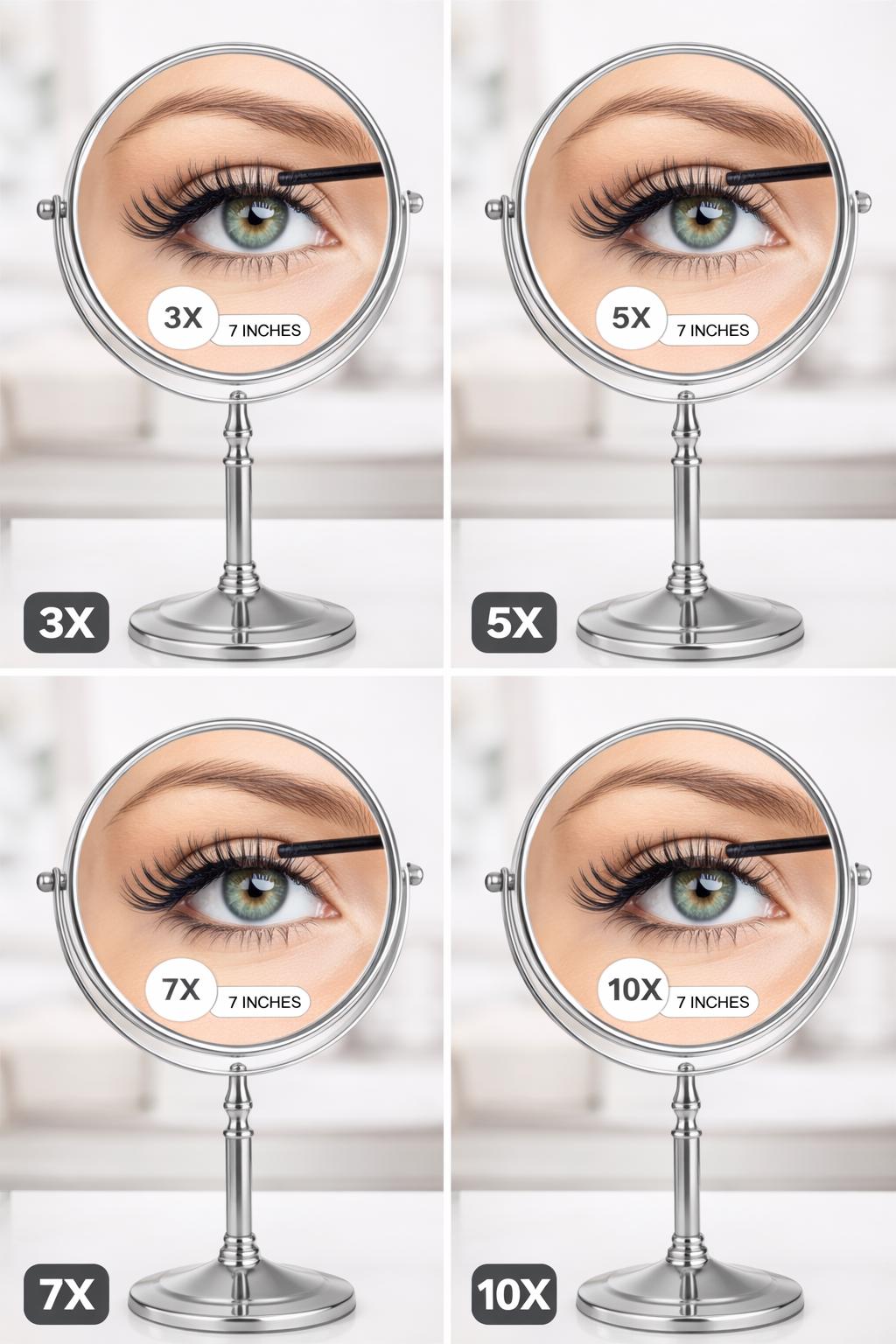 Diva 1x/3x/5x/10x Magnifying Mirror (B) | Double-Sided | Premium Metal | Minimalist | Tabletop Mirror | Freestanding Makeup | Chrome Plated