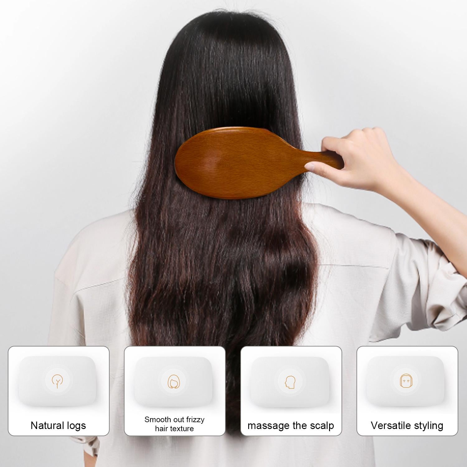 Diva Medium Mixed Boar Bristle Brush | Natural Bristles | Detangling, Smoothing & Massages Scalp | For Medium Hair | Environment-Friendly