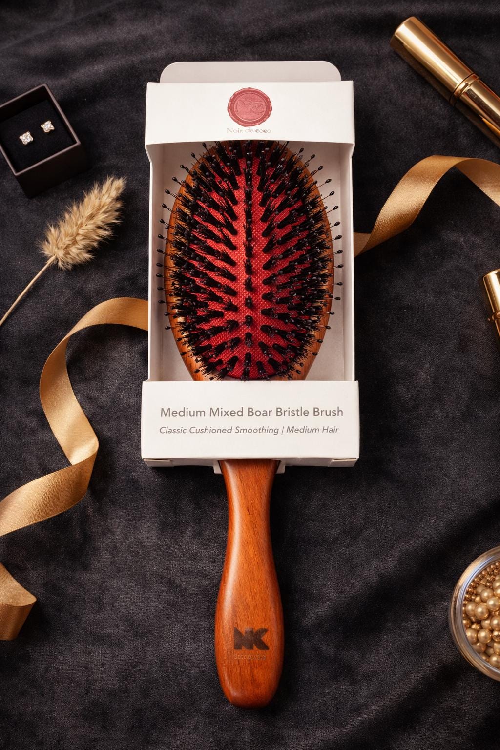 Diva Medium Mixed Boar Bristle Brush | Natural Bristles | Detangling, Smoothing & Massages Scalp | For Medium Hair | Environment-Friendly