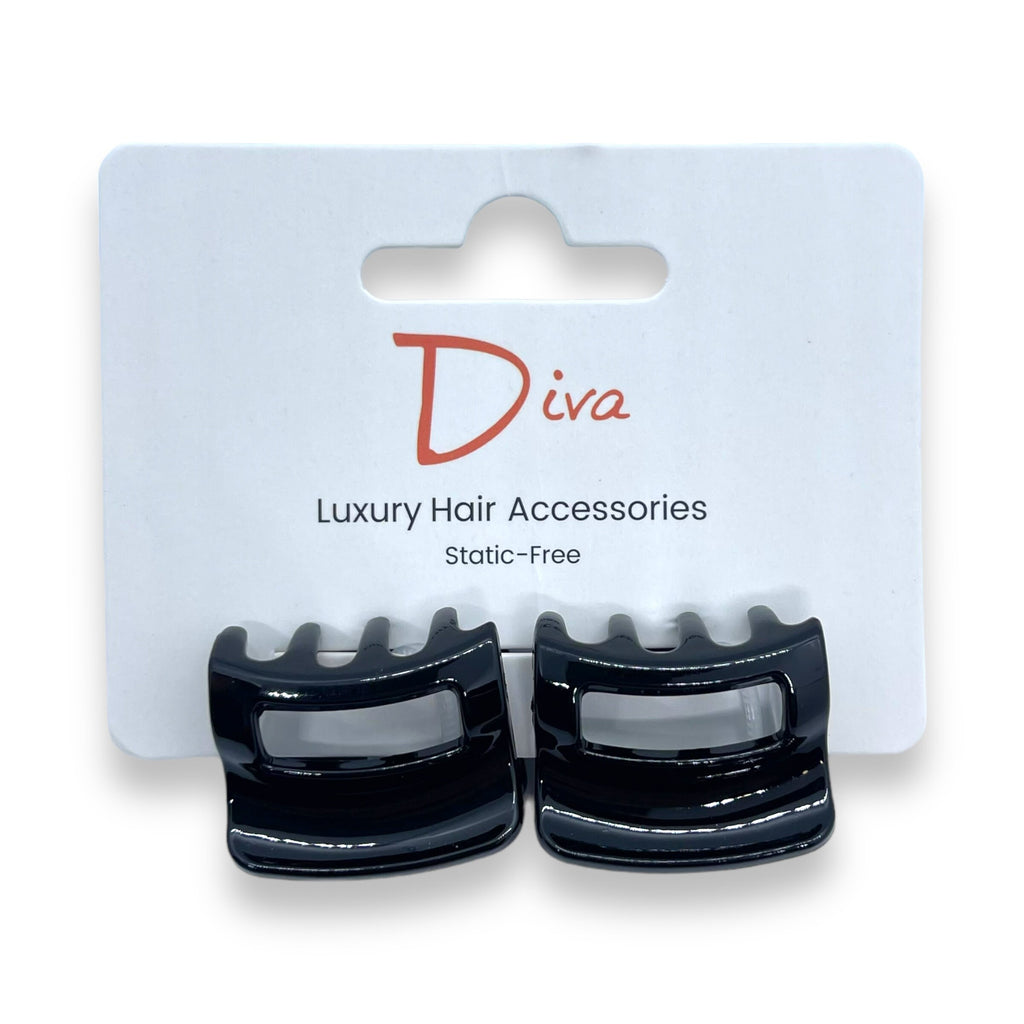 Diva Tortoiseshell Claw Clips: Korean Luxury Hair Accessories (2-Pack, 3cm)