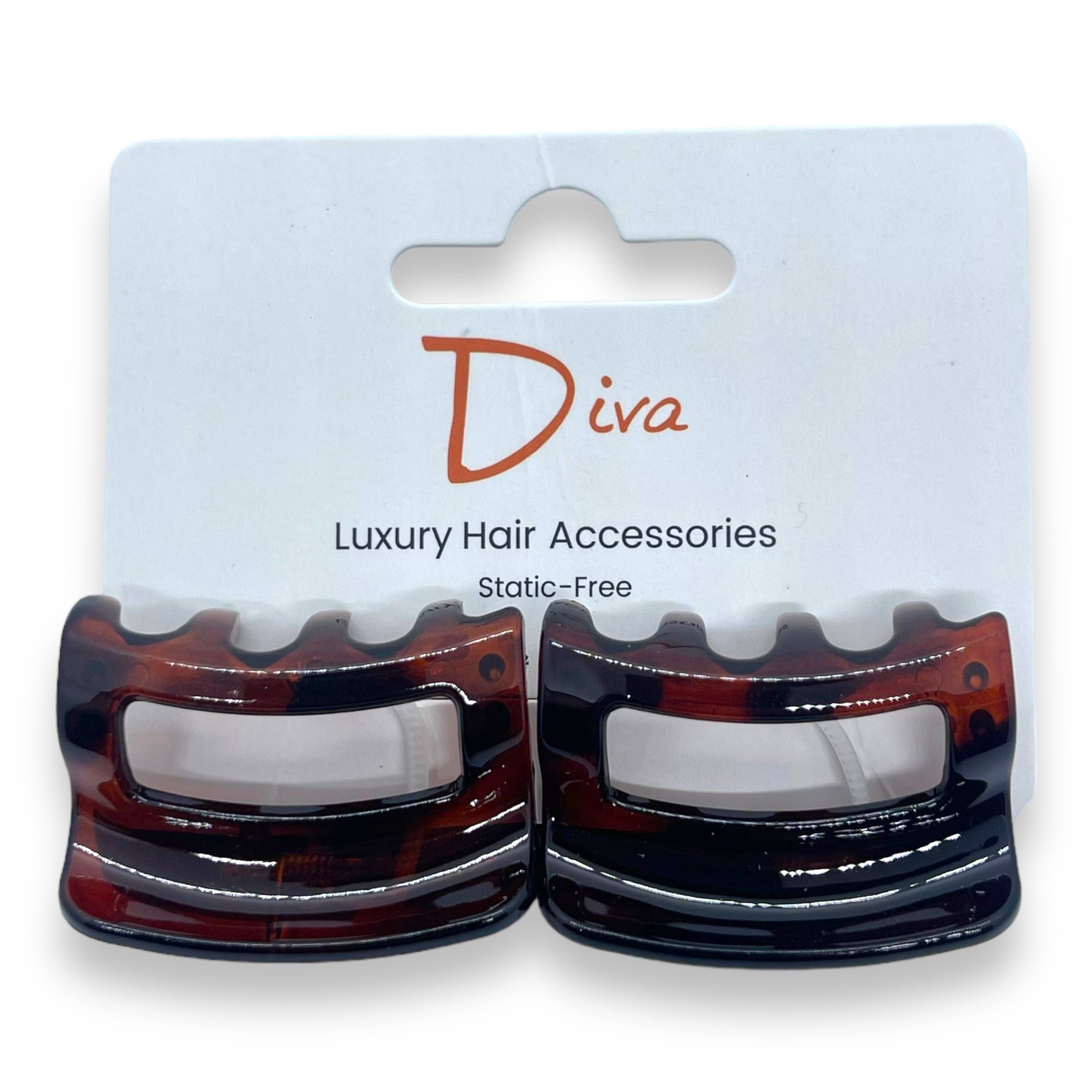 Diva Korean Claw Clips 2-Pack | Acrylic Open Rectangle Hair Clip, 4cm