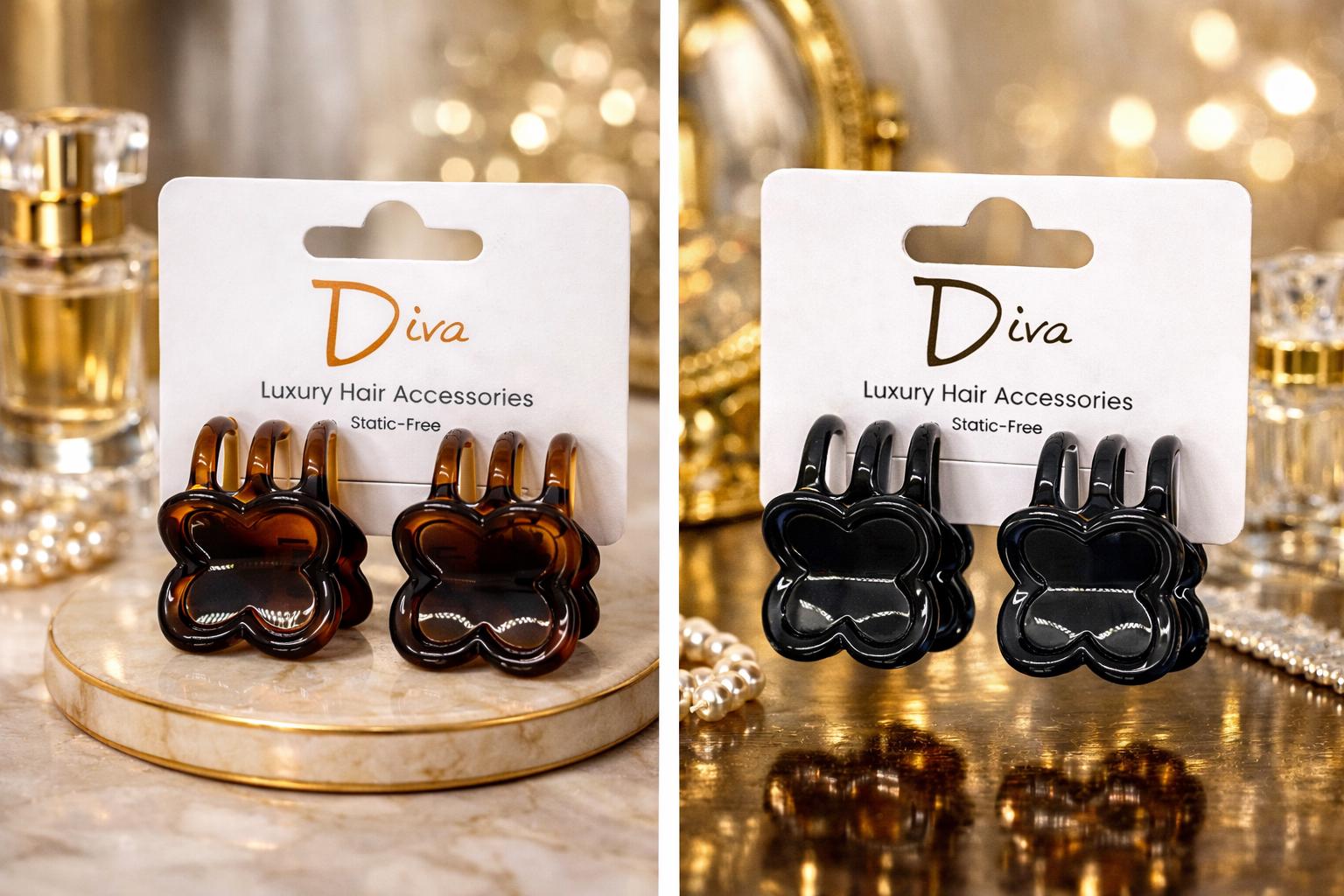 Clover Claw Hair Clips 2-Pack: Luxury Acrylic Hair Accessories (3cm)