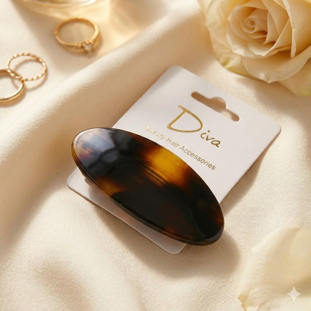 Diva Oval Barrettes 9.5cm | Luxury Hair Accessories | Fine-Medium Hair | Three Colours | Gift for Her | Minimalist Style | Premium Finish