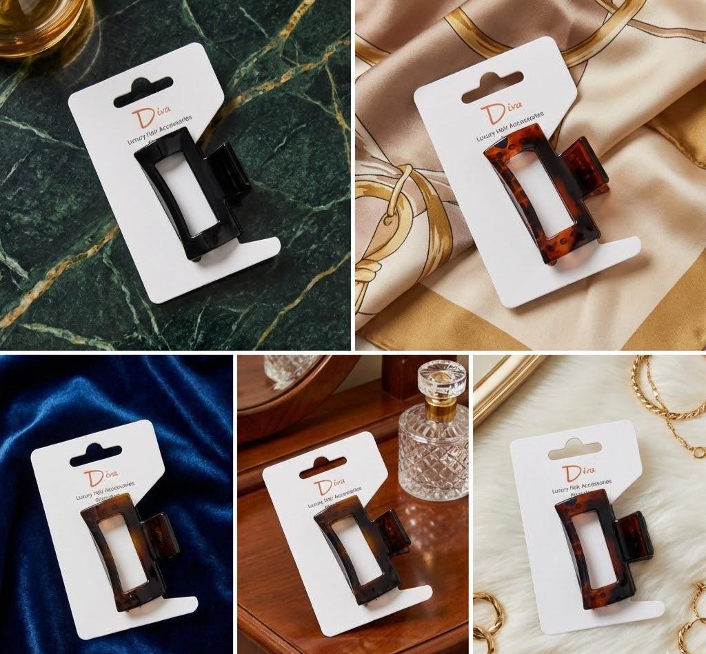 Minimalist Hair Claw Clip, Tortoise Shell, South Korean Design