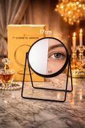 iva London Luxury Black Vanity Mirror | 7" Double Sided 1X/5X Magnifying Makeup Mirror | Minimalist Desk Mirror | Round Cosmetic Mirror