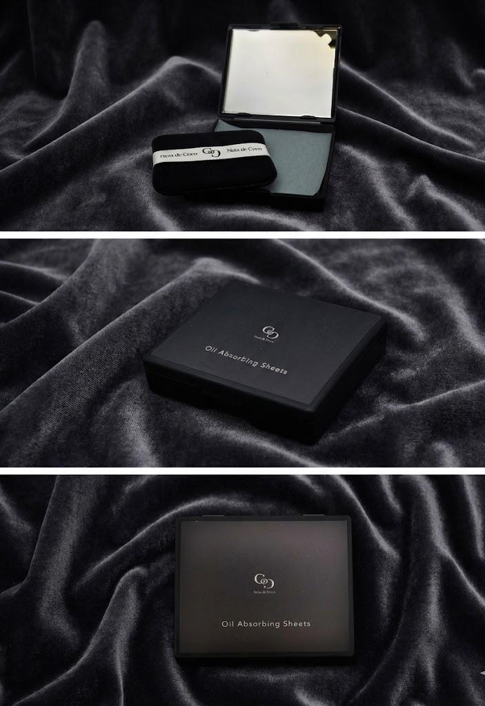 Bamboo Charcoal Oil Absorbing Sheets | Mirror Compact, Puff Applicator