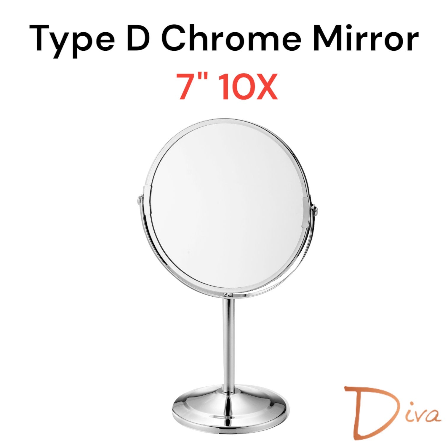 Chrome Double-Sided Magnifying Makeup Mirror | Freestanding Vanity