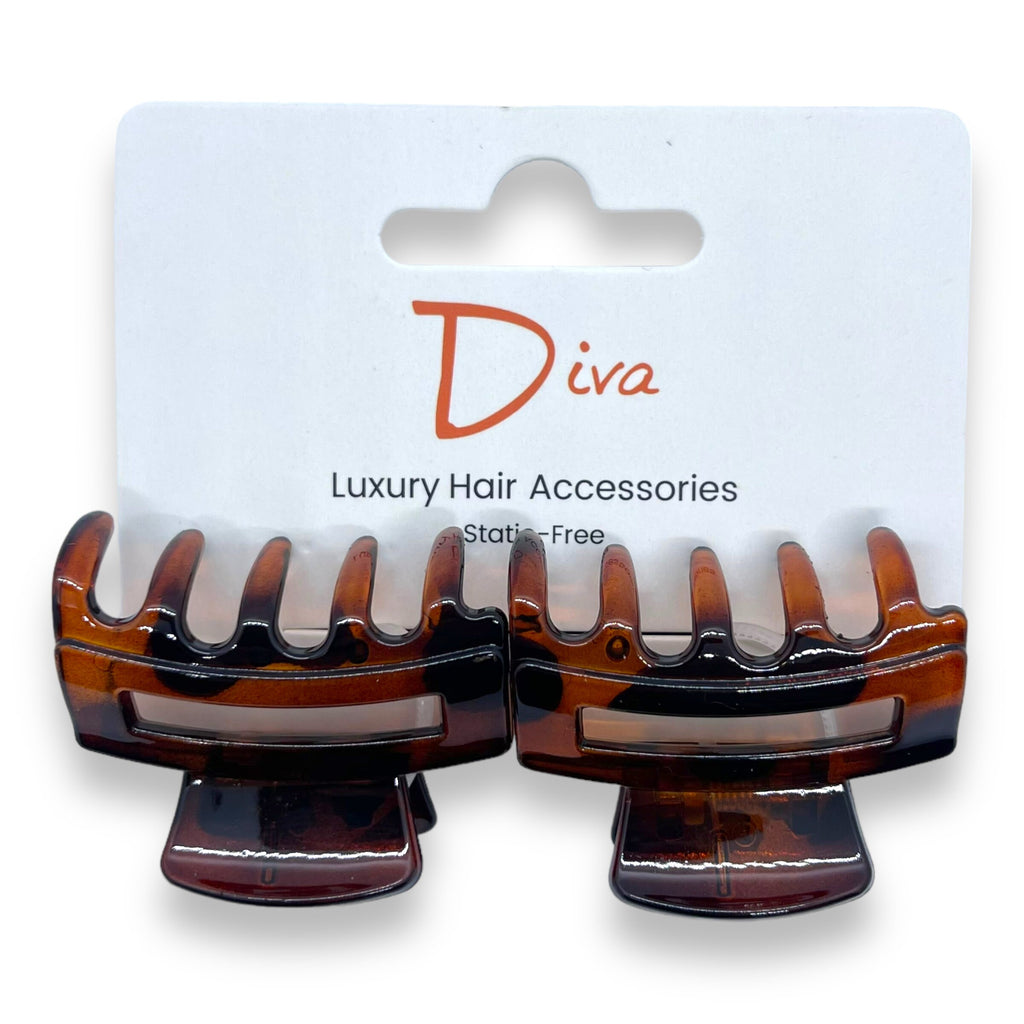 Korean Acrylic Hair Claw Clips | Diva UK, 2-Pack, Tortoiseshell, 4cm