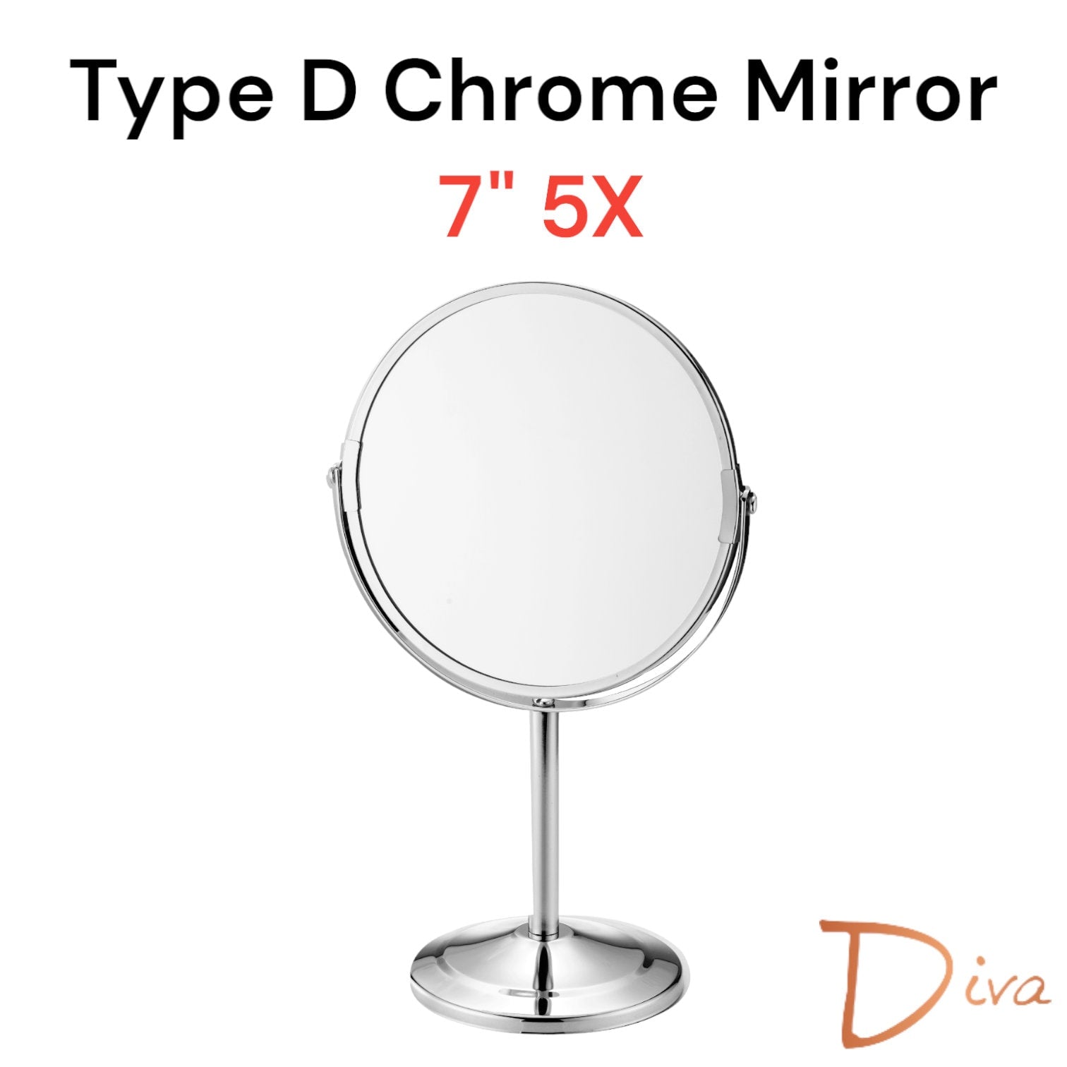 Chrome Double-Sided Magnifying Makeup Mirror | Freestanding Vanity