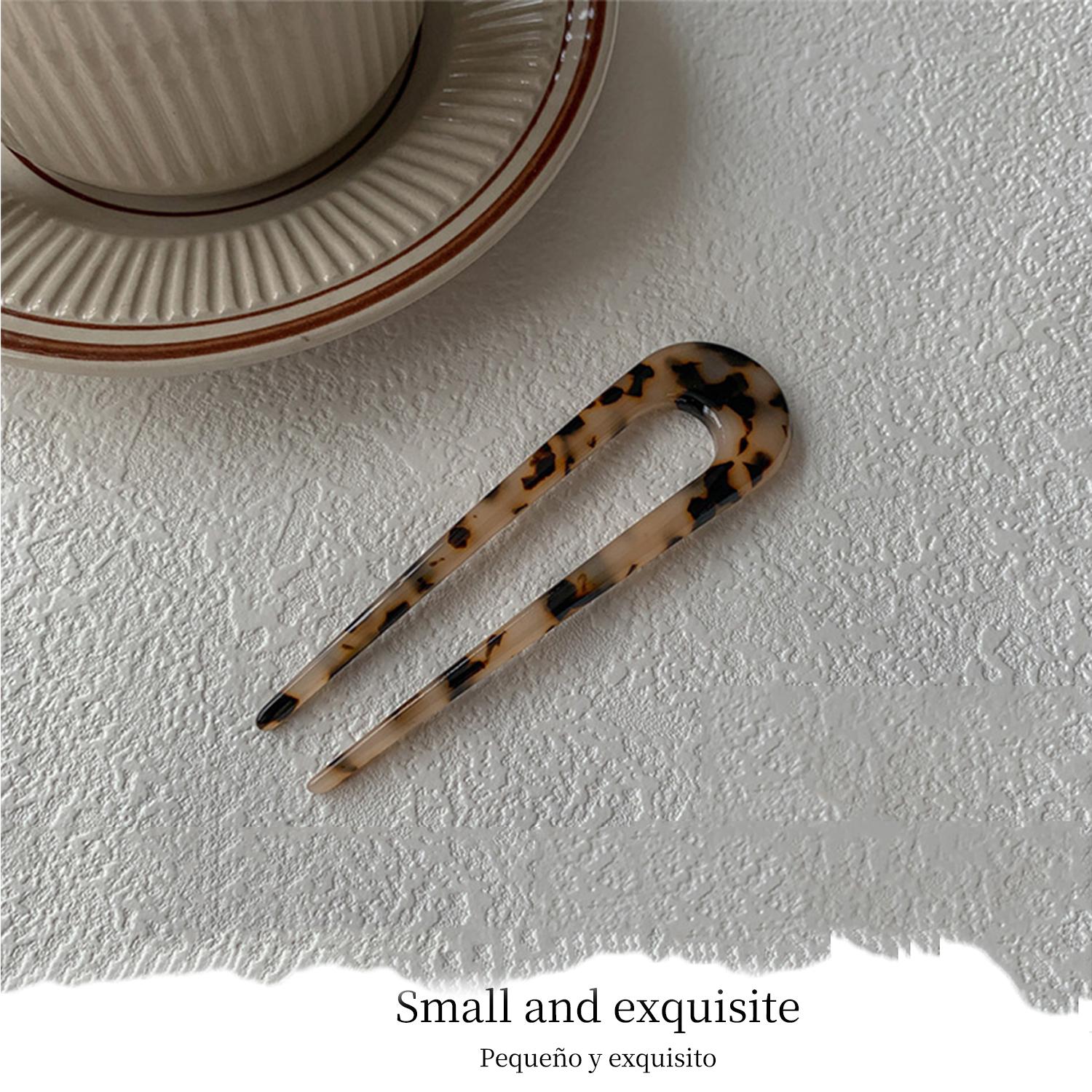 French U-Shaped Hair Pin: Cellulose Acetate Elegant Hair Stick