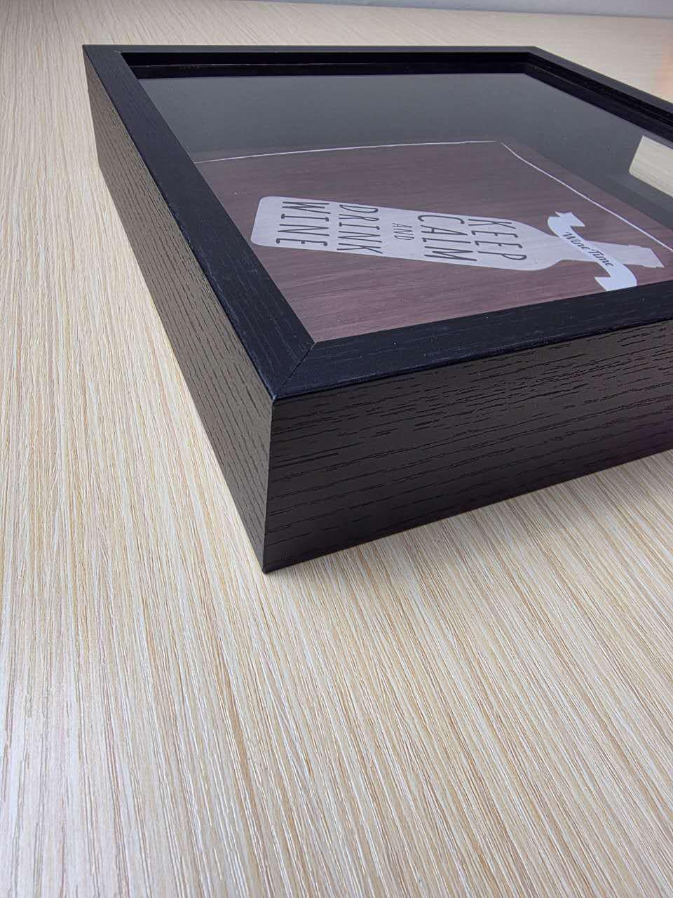 Shadow Box Frame Display Case Wooden Picture Frame with Glass, string clip for photos inside. Ideal for Wall and Tabletop