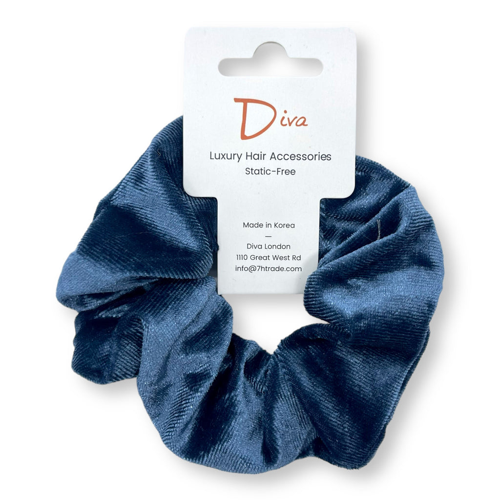 Steel Blue Velvet Scrunchie | Handmade Luxury Hair Tie