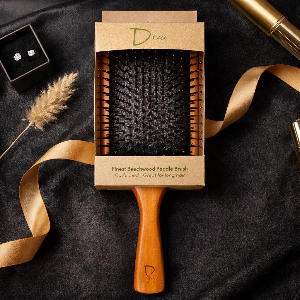 Beechwood Paddle Brush: Detangling, Massaging Scalp