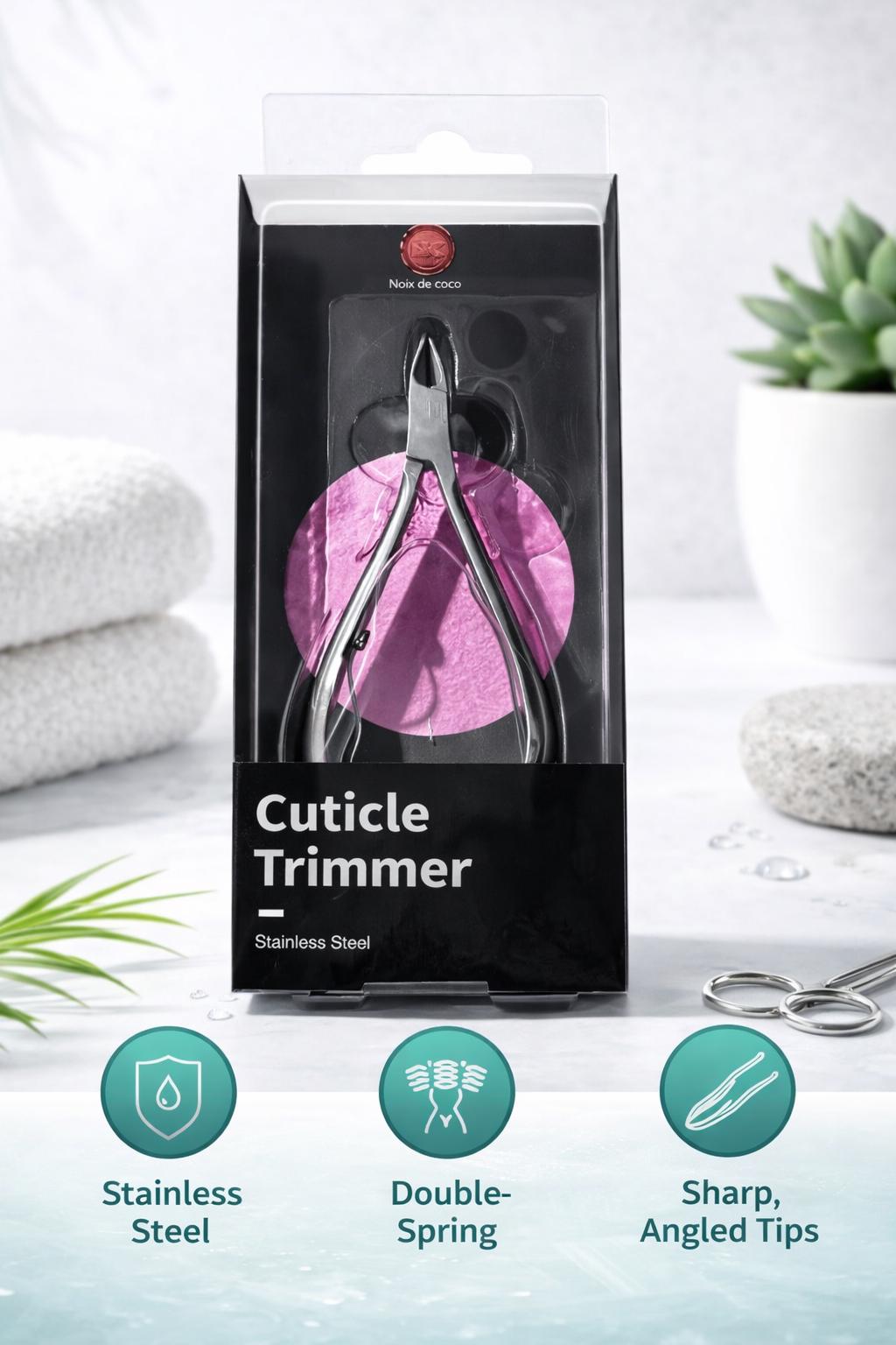 Brushed Stainless Steel Cuticle Trimmer | Sharp, Angled Tips