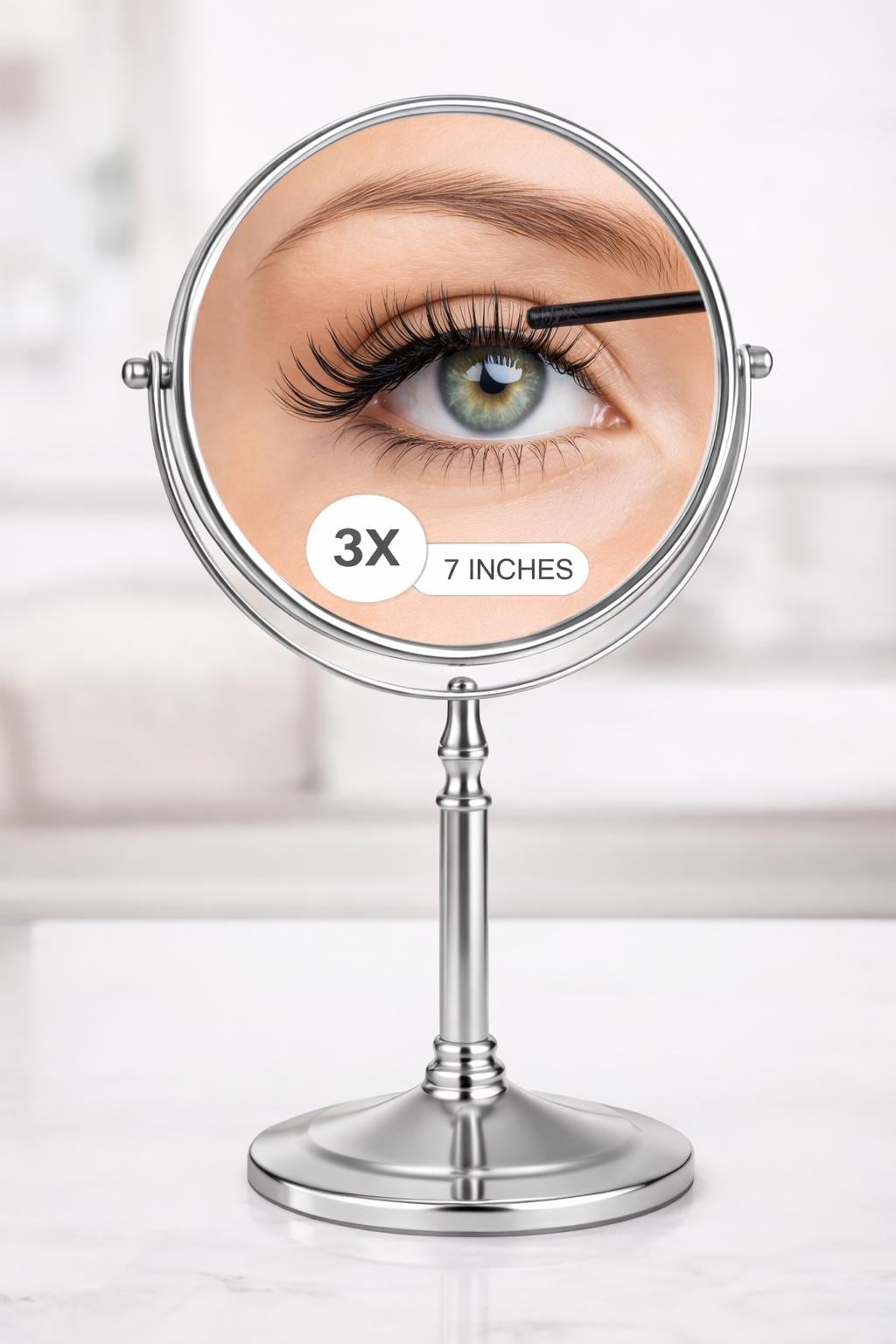Diva 1x/3x/5x/10x Magnifying Mirror (B) | Double-Sided | Premium Metal | Minimalist | Tabletop Mirror | Freestanding Makeup | Chrome Plated