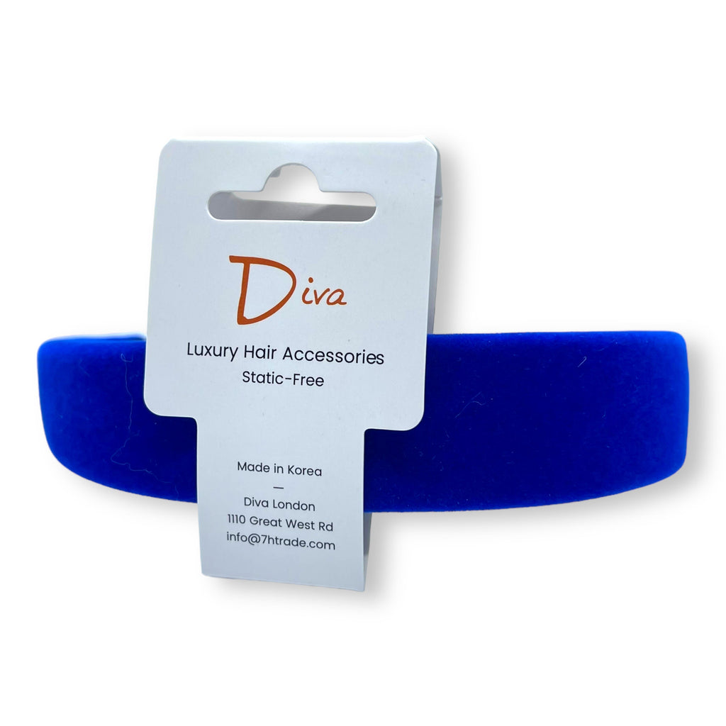 Diva Blue Velvet Headband: Thick Luxury Hair Accessory