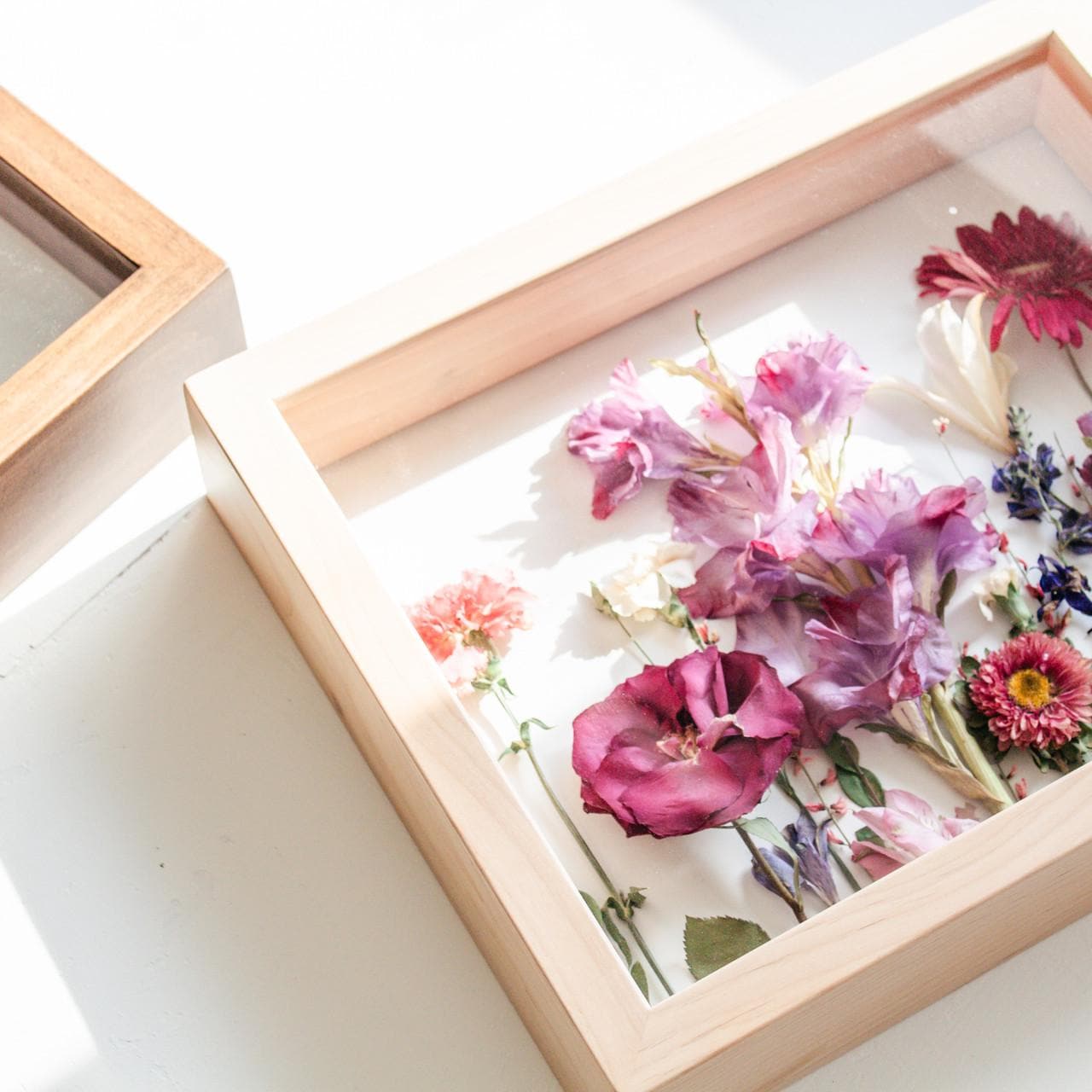 Shadow Box Frame Display Case Wooden Picture Frame with Glass, string clip for photos inside. Ideal for Wall and Tabletop