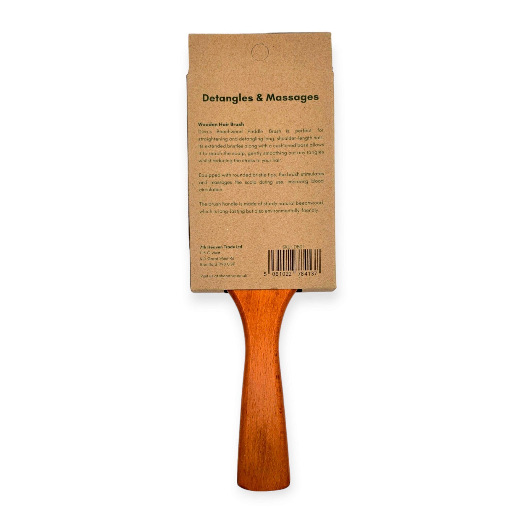 Beechwood Paddle Brush: Detangling, Massaging Scalp