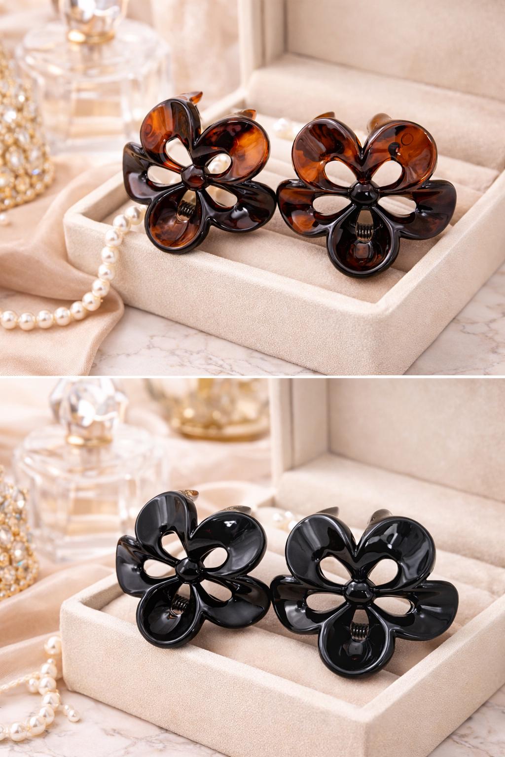 Flower Claw Clips 2-Pack | Tortoiseshell Hair Accessories