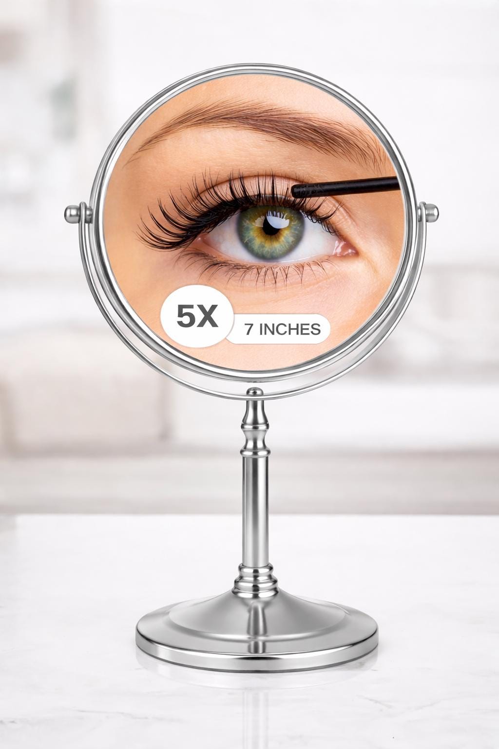 Diva 1x/3x/5x/10x Magnifying Mirror (B) | Double-Sided | Premium Metal | Minimalist | Tabletop Mirror | Freestanding Makeup | Chrome Plated