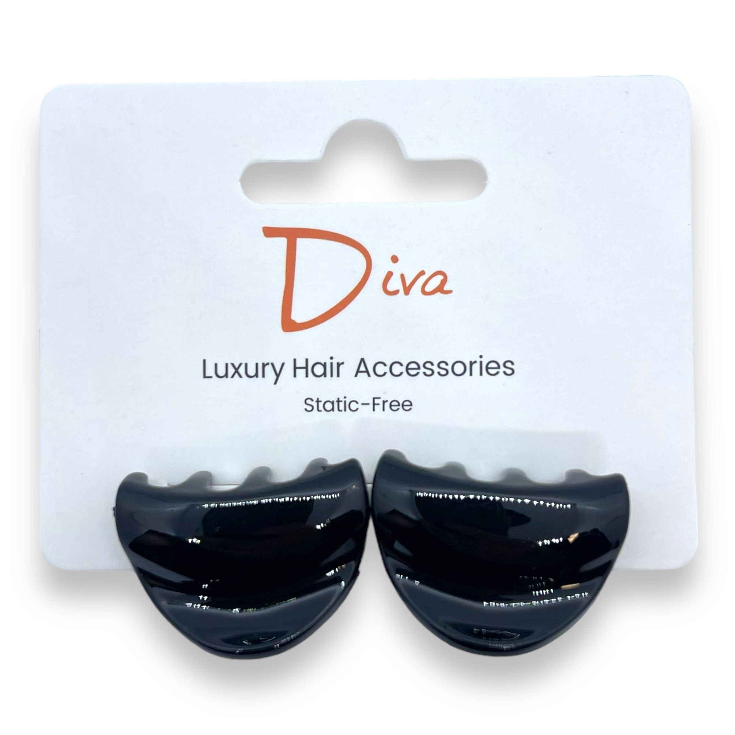 Diva 2-Pack Acrylic Claw Clips: Korean Luxury Hair Accessories (3cm)