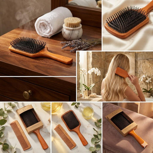 Beechwood Paddle Brush: Detangling, Massaging Scalp