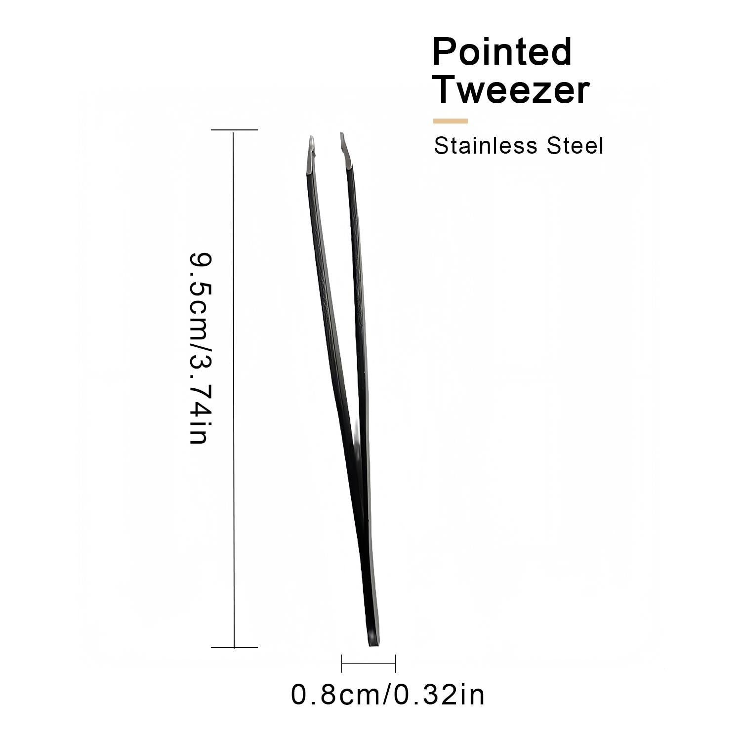 Pointed Tweezers | Brushed Stainless Steel Manicure Tool