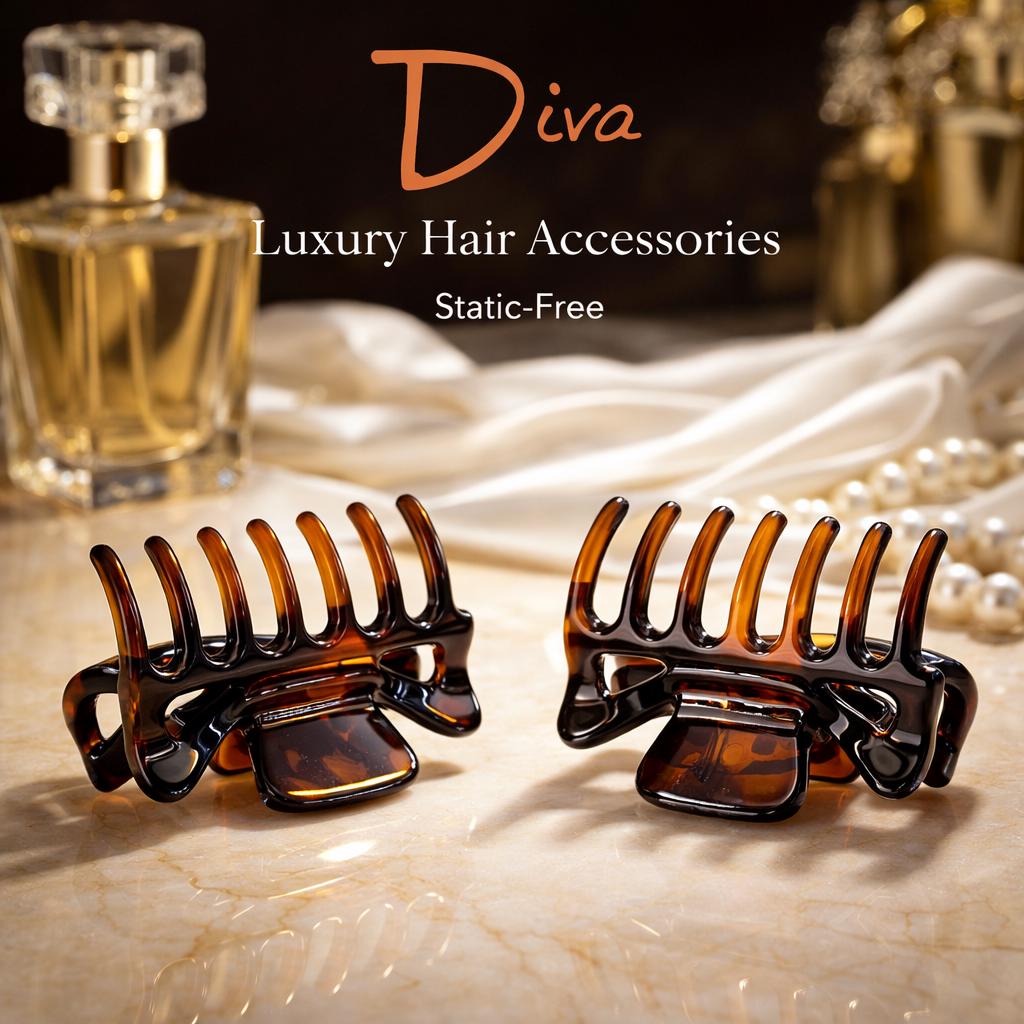 Diva Korean Claw Clips 2-Pack | Tortoiseshell Hair Accessories