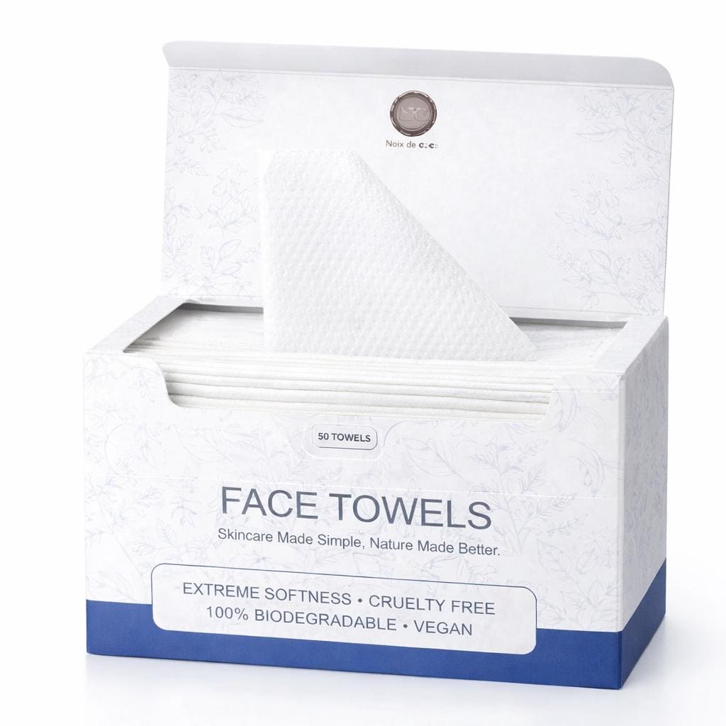 Biobased Face Towels XL: Ultra Soft Disposable Makeup Remover Wipes, 50 Count