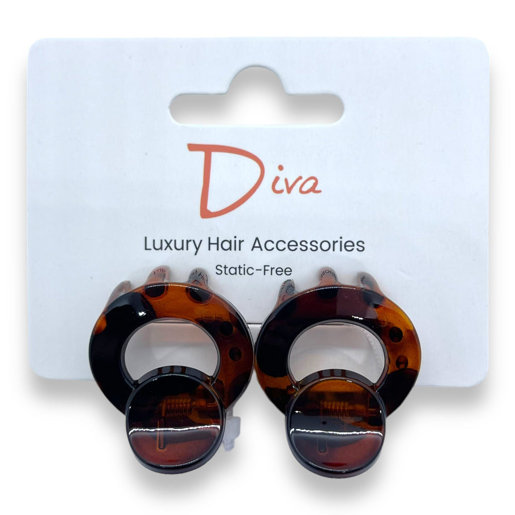 Diva 2-Pack Acrylic Claw Clips: Korean Luxury Hair Accessories (3cm)