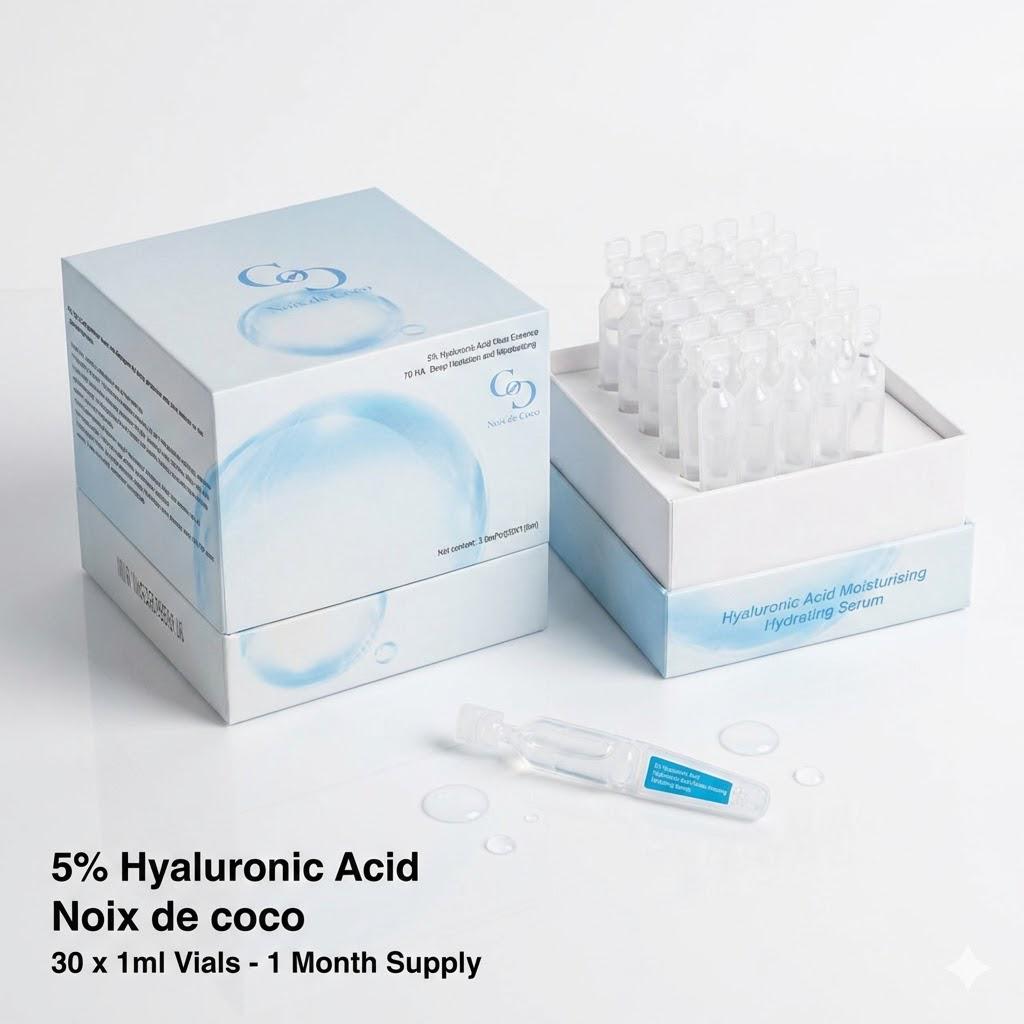 Noix de coco 5% Hyaluronic Acid Serum – 30-Day Travel Ampoules