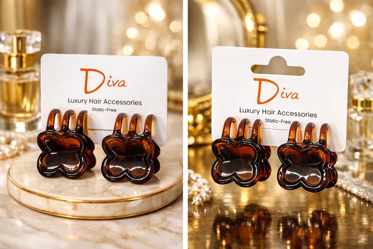 Clover Claw Hair Clips 2-Pack: Luxury Acrylic Hair Accessories (3cm)