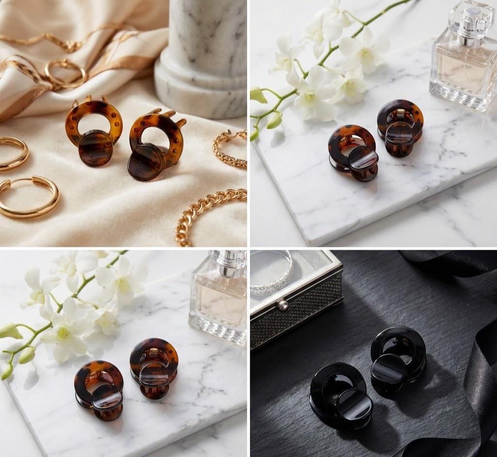 Diva 2-Pack Acrylic Claw Clips: Korean Luxury Hair Accessories (3cm)