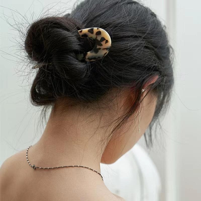 French U-Shaped Hair Pin: Cellulose Acetate Elegant Hair Stick