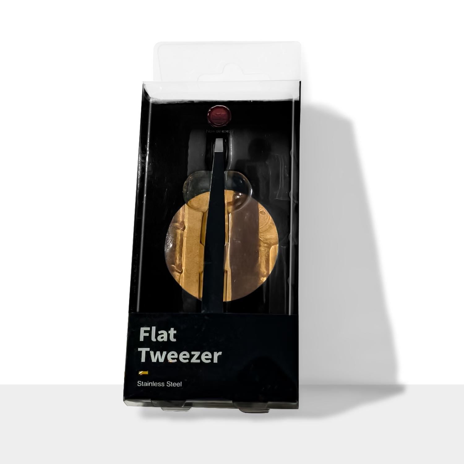 Flat Tweezers | Brushed Stainless Steel, Gift Box