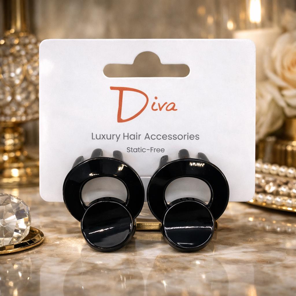 Diva 2-Pack Acrylic Claw Clips: Korean Luxury Hair Accessories (3cm)