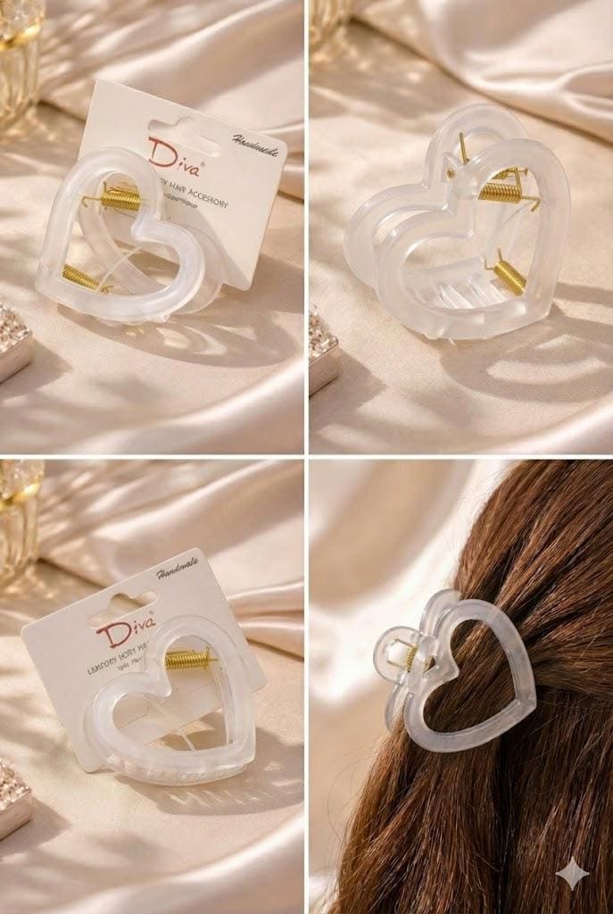 Jade Green Heart Claw Clip – Korean Resin Hair Accessory