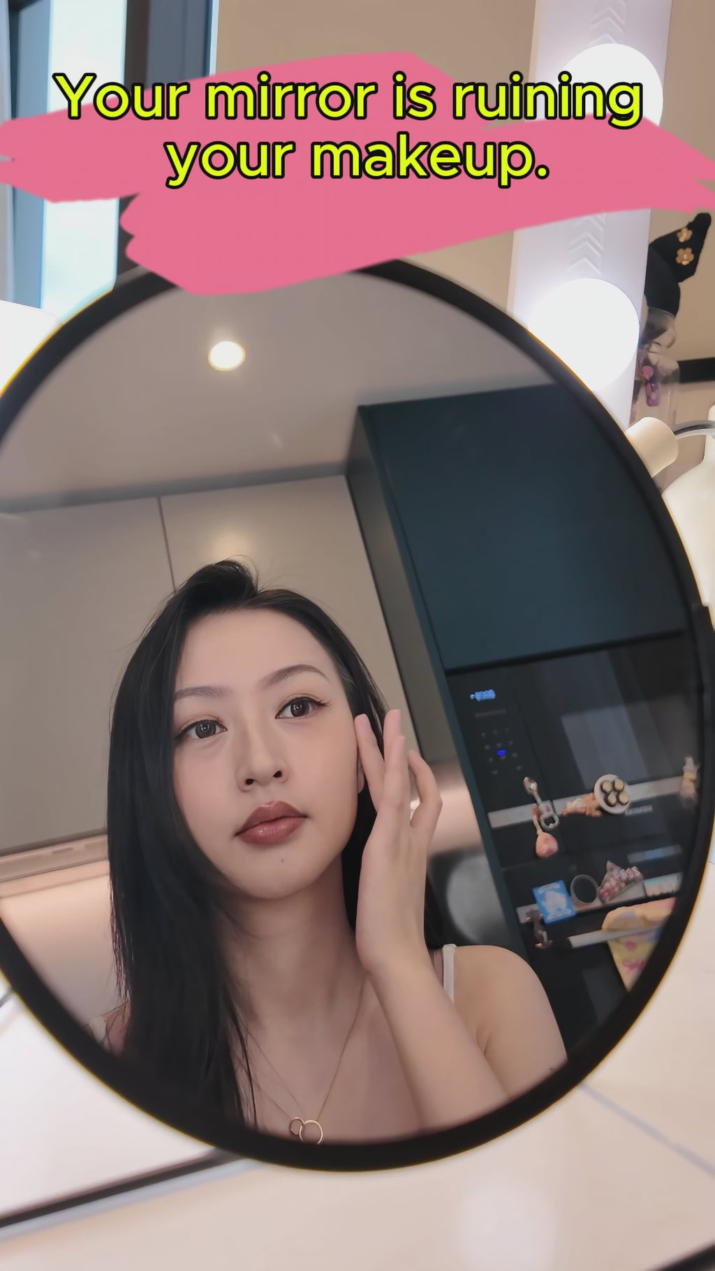 iva London Luxury Black Vanity Mirror | 7" Double Sided 1X/5X Magnifying Makeup Mirror | Minimalist Desk Mirror | Round Cosmetic Mirror